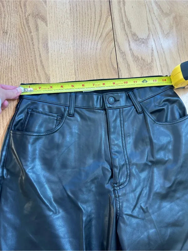 Abercrombie Curve Love Vegan Leather Ankle‎ Straight Pants Black 10/30 Regular - Image 6