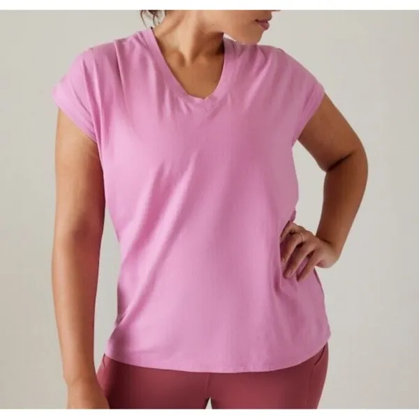 Athleta M Outbound Twist Tee Shirt Top Supima Cotton Size Medium Maritima Pink - Image 4