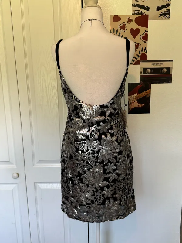 MIA Joy Black Sequin Dress Silver  - Image 2
