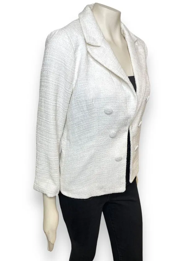 Lulu’s l White Tweed Open-Front Blazer Medium New with Tags - Image 7