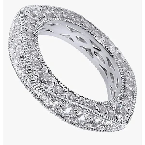 Boutique NEW Women's Gold‎ Plated Silver Eternity Simulated Diamond Band Ring Sz 10 - Image 3