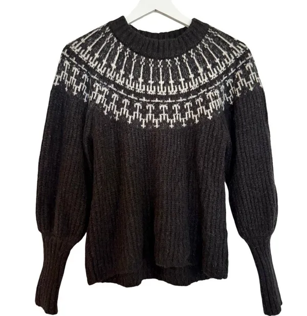 Universal Thread fairisle black puff sleeve sweater small - Image 9
