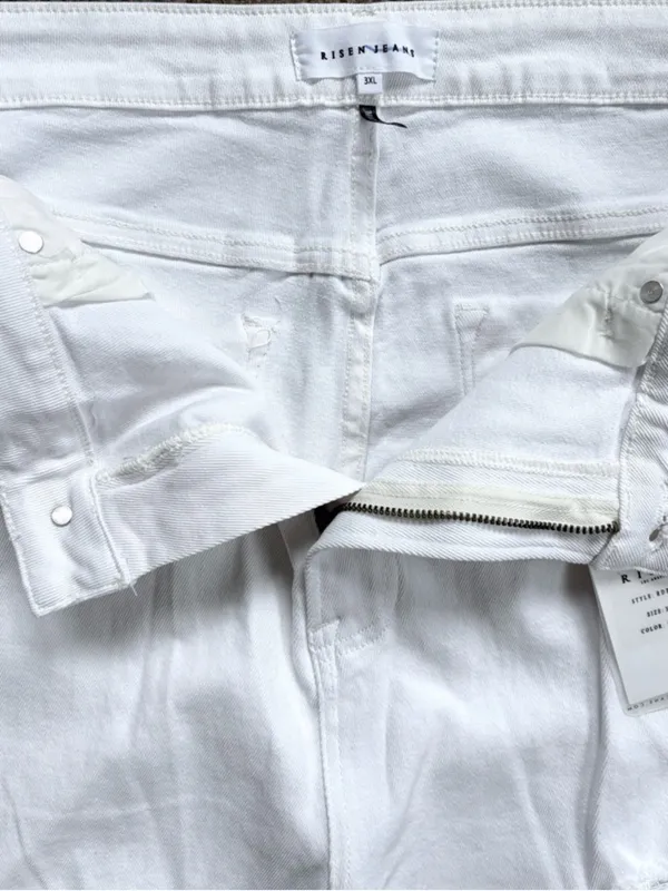 NWT Risen Jeans High Rise Distressed Wide Leg Dad Jeans White Size 3X - Image 5