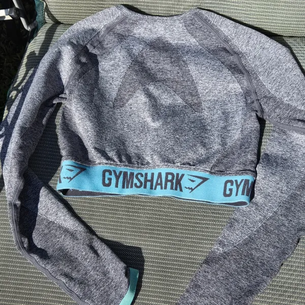 Gymshark Banded Crop Long sleeve Top Grey S - Image 5