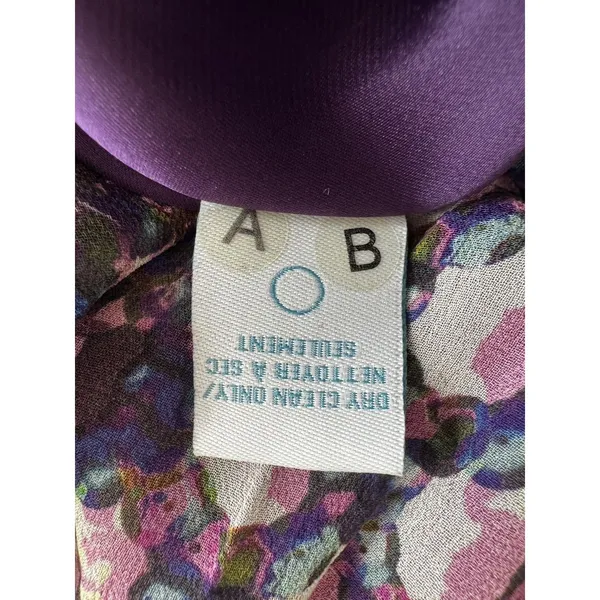 Charlie Jade 100% Silk Purple Floral Fit & Flare Cocktail Romantic Dress L NWT - Image 6