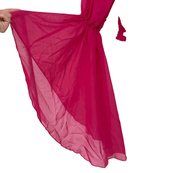 Live 4 Truth Hot Pink Smocked Crop Top Dramatic‎ Flare Bell Sleeve Large Festival Fairy Rave - Image 3