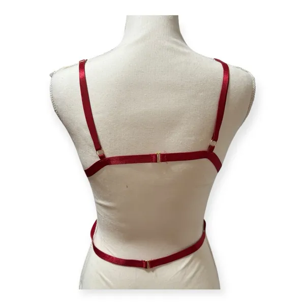 Unbranded Lace‎ Bralette Women L Red Excellent Strappy Caged Triangle Bra - Image 5