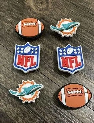 Miami Dolphins Football Team Charm For Crocs Shoe Charms - 6 Pieces - Image 3