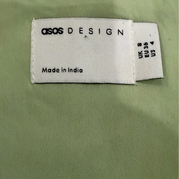 ASOS Sage Green Dobby Pleated Mini Dress Fairycore Forest Pixie Vibe NWT Size 4 - Image 12