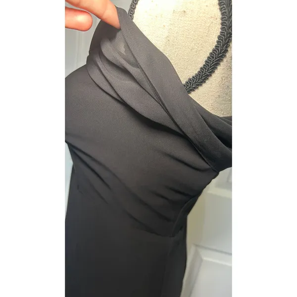 Birdy Grey Melissa Small Convertible Black Chiffon One Shoulder Bridesmaid Dress - Image 5