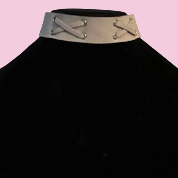 Gray suede thick choker necklace - Image 2