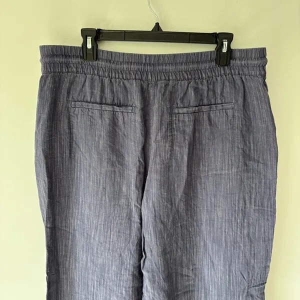 Athleta Cabo Linen Textured Wide Leg Pants Blue Flowy Beach Costal Athleisure - Image 8