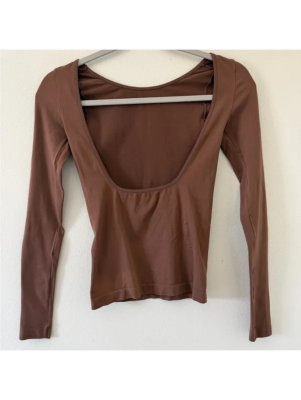 Free People x intimately FP Low Back Seamless Brown Long sleeve size xs/s - Image 4