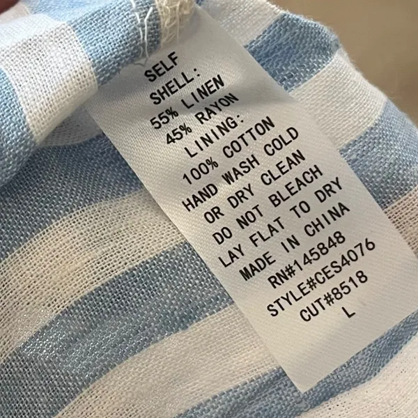 Everly Blue White Striped Linen Blend Button Front Midi Skirt Womens Large‎ - Image 8