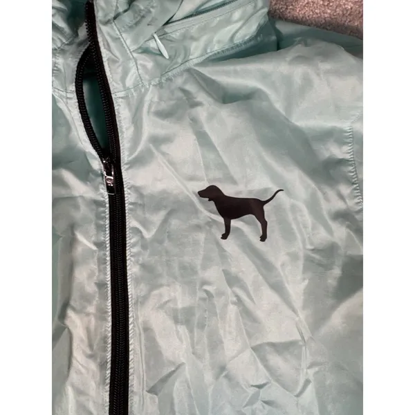 Victorias Secret PINK Jacket XS Ombré Teal‎ Full Zip Tuckaway Hood Windbreaker - Image 3