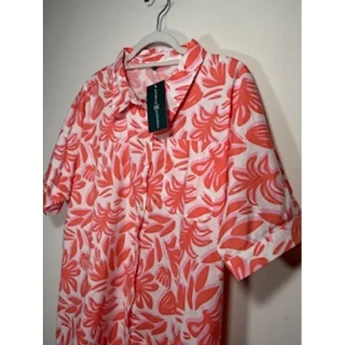 MICHELLE MCDOWELL Dani Shirt Dress NEW Orange Pink‎ Floral Button Front Resort - Image 2