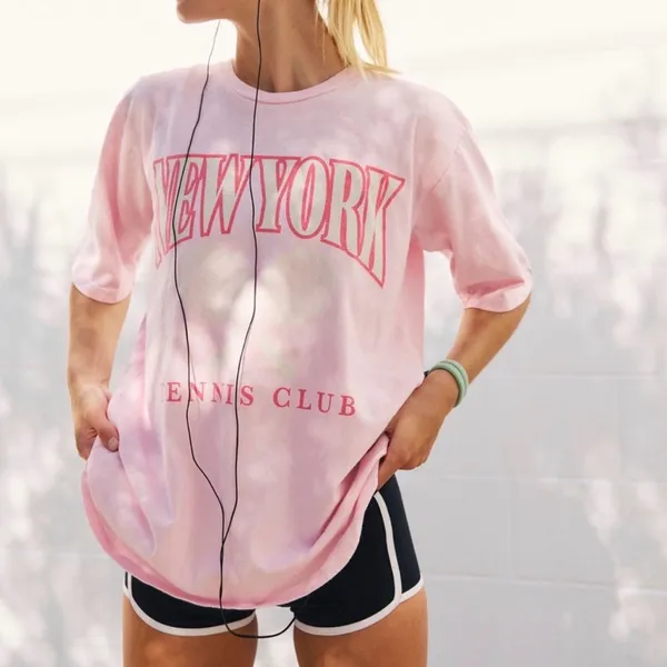 Free People x‎ Original Retro Brand Pink NYC Boyfriend Tee size Small - Image 3