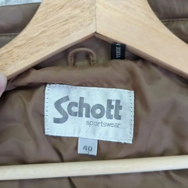 Schott Sportswear Genuine Leather Bomber Jacket‎ Womens Size 40 Brown - Image 6