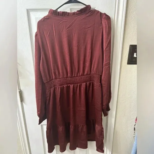 Lucky Brand‎ Burgundy with smoked waist Women’s Dress - Image 3