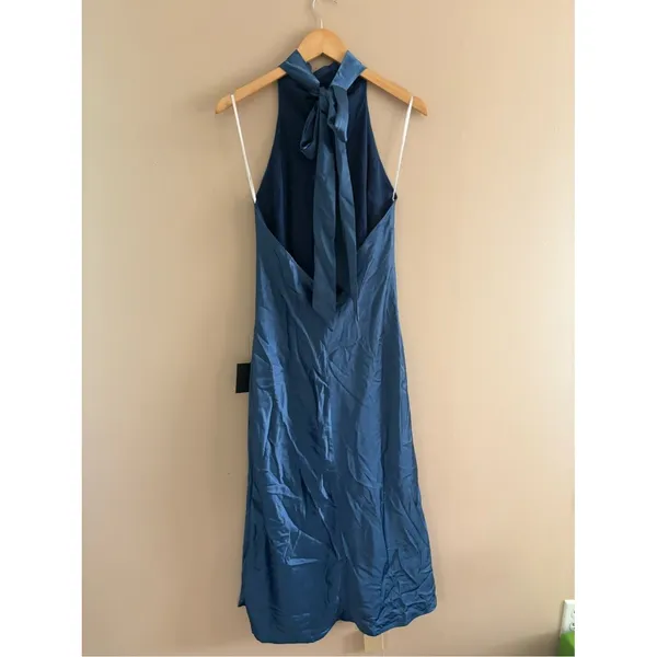 Lulus Exceptional Status Blue Halter Backless Slip Midi Dress Size Medium Gala - Image 6