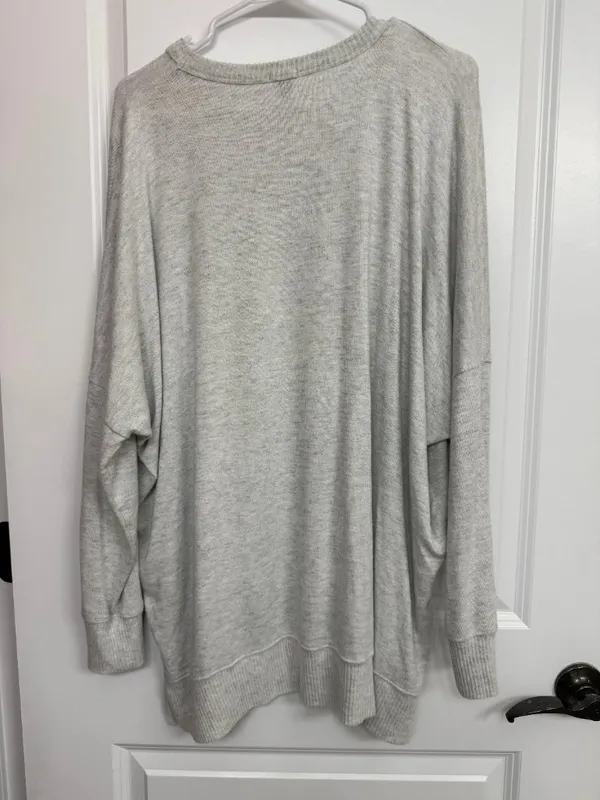 Aerie Heather Gray Oversized High Low Long Sleeve Top Women’s Large - Image 6