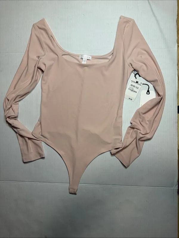 Nordstrom Soft Pink Long-Sleeve Scoop Neck Bodysuit - Image 2