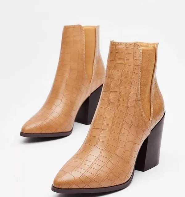 NastyGal Croc’s Not To Love Faux Leather Boots - Image 3