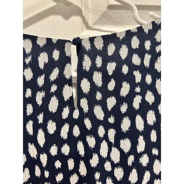 MSK Navy Blue White Abstract Polka Dot Sleeveless Chiffon Midi Dress Size‎ 14 - Image 5