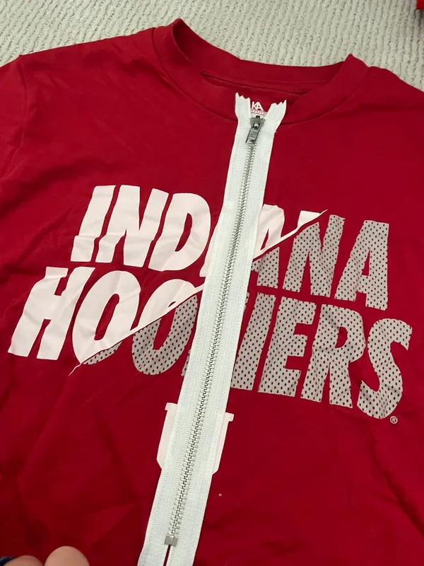 Urban Outfitters Urban Tailgaters Indiana University Zip Up Crop Tee - Image 2