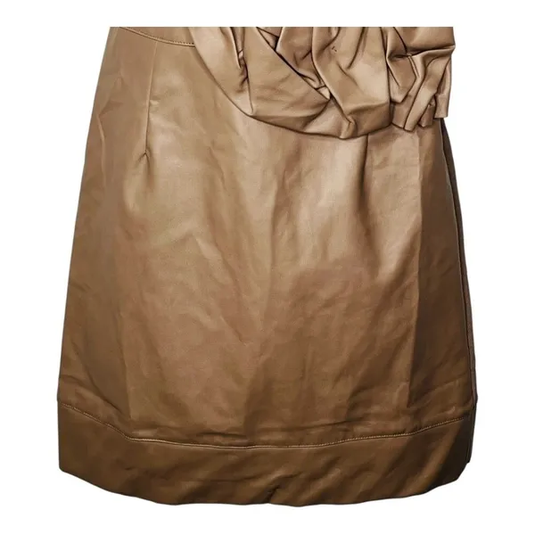 Lucy & Co Faux Leather Mini Dress Womens S Tan Rosette‎ 3D Floral Cocktail NWT - Image 11