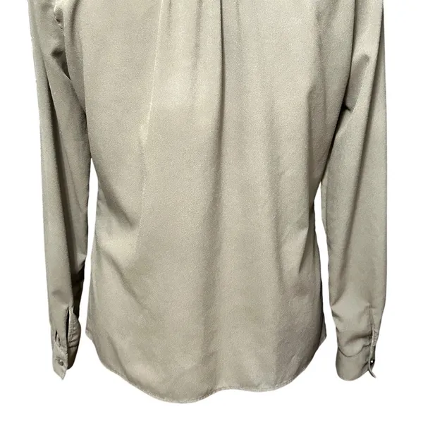 Banana Republic Olive Green Classic Embroidered Button Up Blouse Office Ready - Image 7