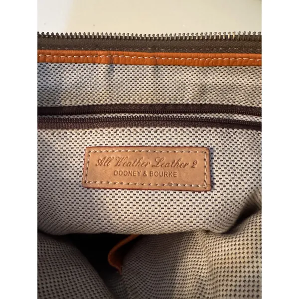 Dooney and Bourke Orange/Tan Pebbled Leather O-Ring Slouch Hobo Bag - Image 7