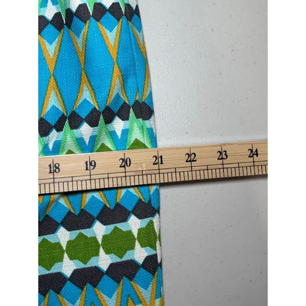 J. Crew The Pencil Skirt 12 100% Cotton‎ Lined Blue Geometric Basketweave B8203 - Image 8