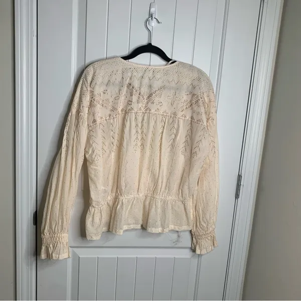 Free People‎ counting stars gold peasant blouse boho size large - Image 6