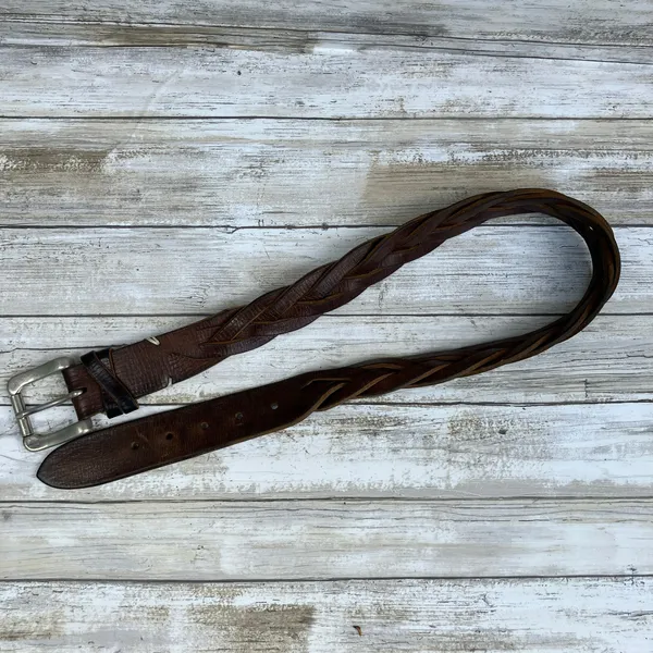 Timberland Western Belt Braided Leather Womens Chunky‎ Small Brown Boho Outdoor - Image 2