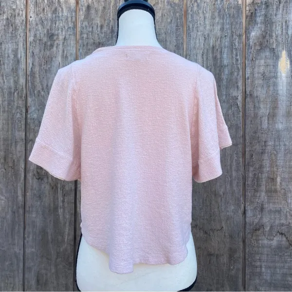 Like New Madewell Blush Pink Cotton Ingrid Dolman Flutter Sleeve T-Shirt Size S - Image 4