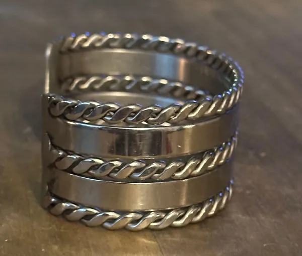 Stainless Steel Wide Cuff Bracelet Silver - Image 5