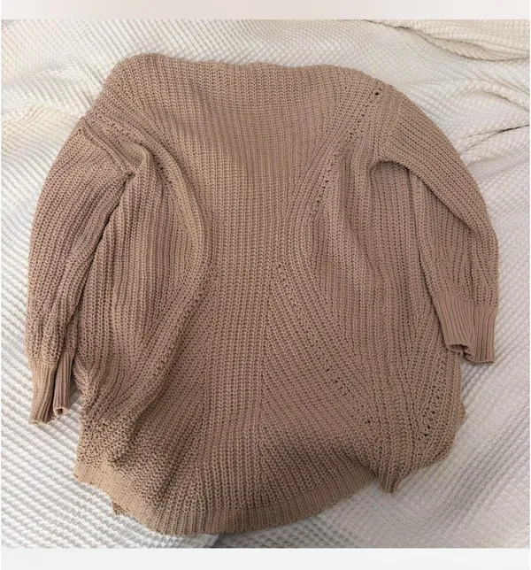 Poof Apparel Open Front Knit Cardigan Over Sized - Image 2