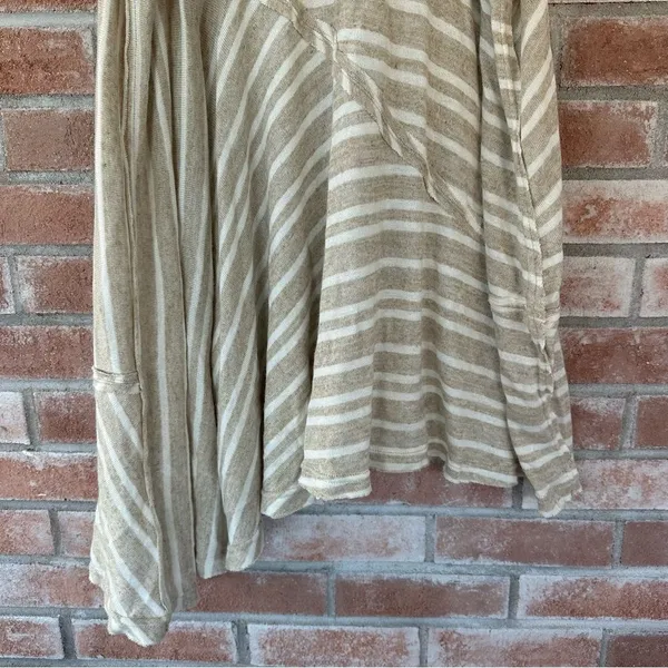 Free People Between The Lines Asymmetrical High Low Linen Dress Large Beige - Image 9