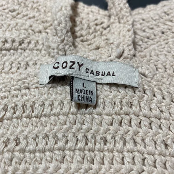 Cozy Casual Crochet Knit Crop Tank in Light Beige - Image 4