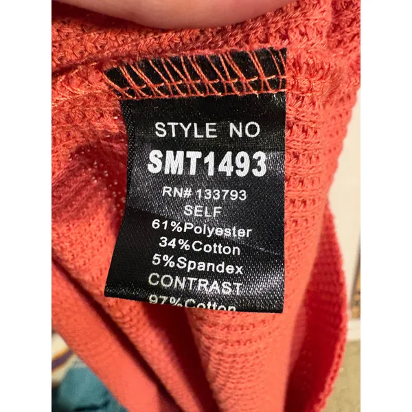 POL Womens‎ Waffle Knit Star Print Contrast Hoodie Terracotta Orange boho - Image 7