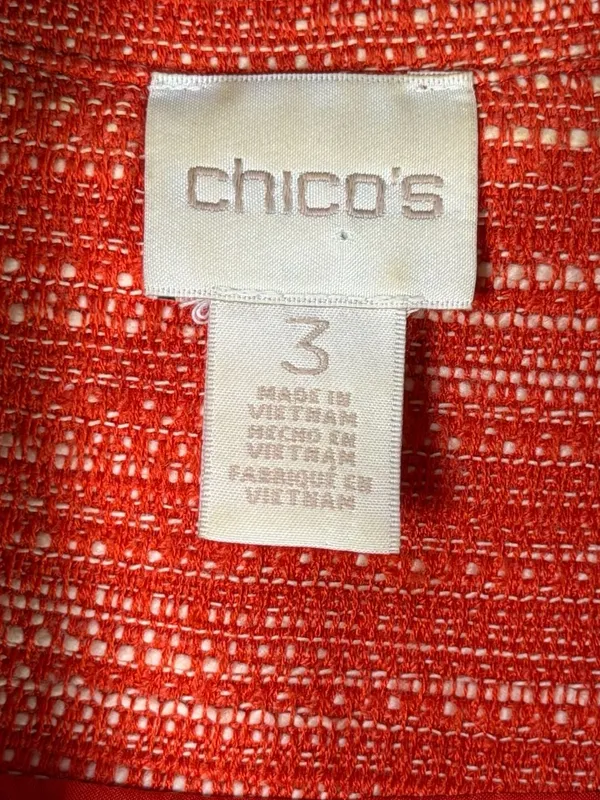 Chico's Orange Tweed Fringe Asymmetrical Zip Moto Jacket Size 3 XL - Image 2