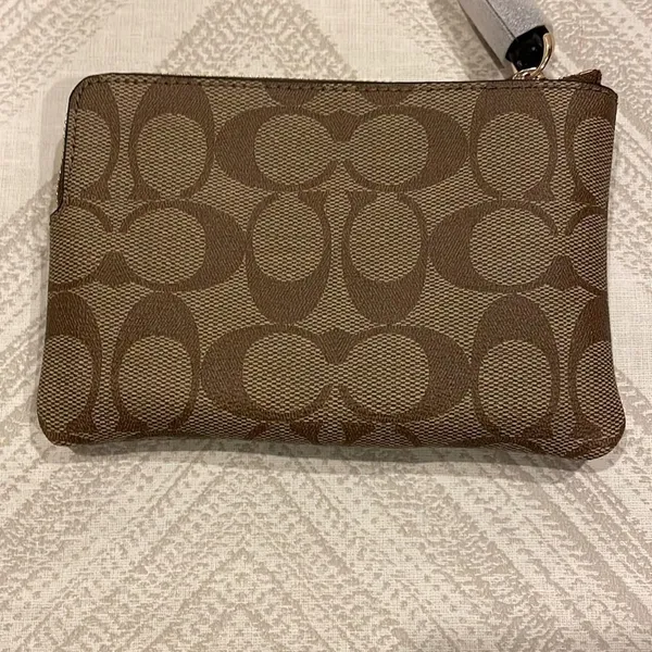 Coach Signature PVC Leather Corner Zipper Wristlet - Image 4