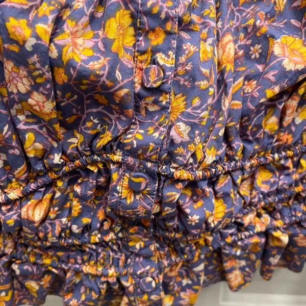 J.Crew Smocked Floral‎ Crop Top Purple Orange Cotton Womens XL Boho Peasant - Image 4