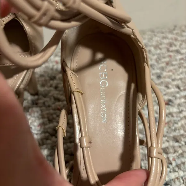 Like New BCBGeneration Maria Nude Beige Stiletto Zip-Up Strappy Heels- Size 10 - Image 4