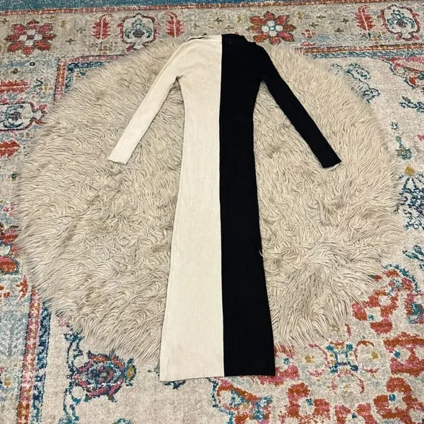 ASTR the Label Colorblock button down Long Sleeve Rib Sweater Dress XS - Image 5