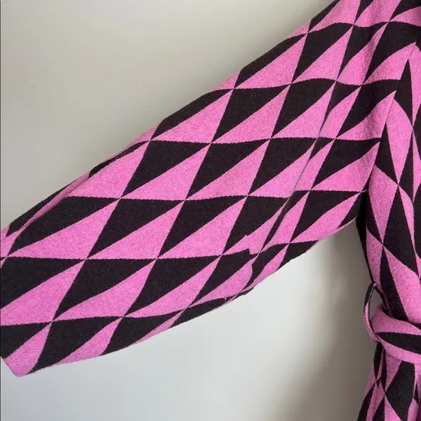 Anthropologie Beatrice B Wool Topcoat Belted Retro‎ Geometric Print Sz XS - Image 3