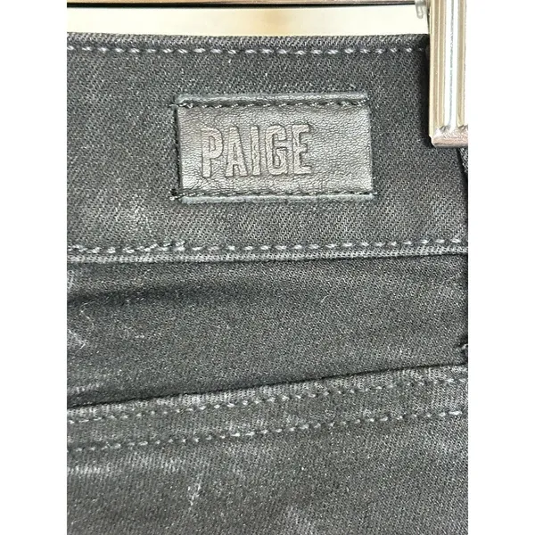 Paige Coated Flare Jeans Women Size 24 Black Cropped High Rise Denim - Image 6