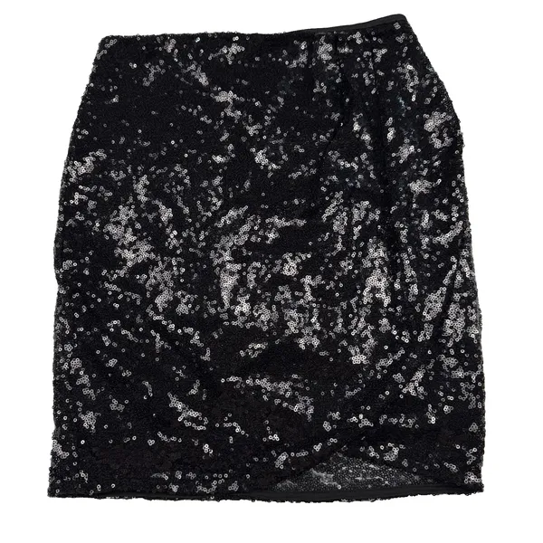 Altar'd State Black Sequin Skirt Size XS Lined Faux‎ Wrap Front Going Out Party - Image 2