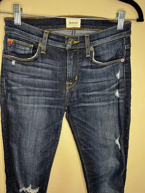 Hudson Natalie Mid Rise‎ Super Skinny Distressed Jeans - Image 4